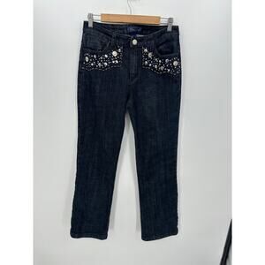 Baccini Retro Y2K High Waisted Jeans Coin Embellished Bootcut Denim Women Sz 8